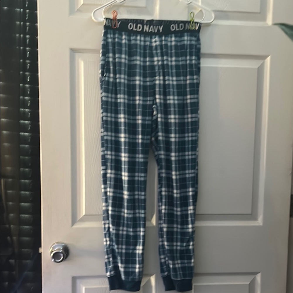 Old Navy Blue and White Plaid Pajama Bottoms